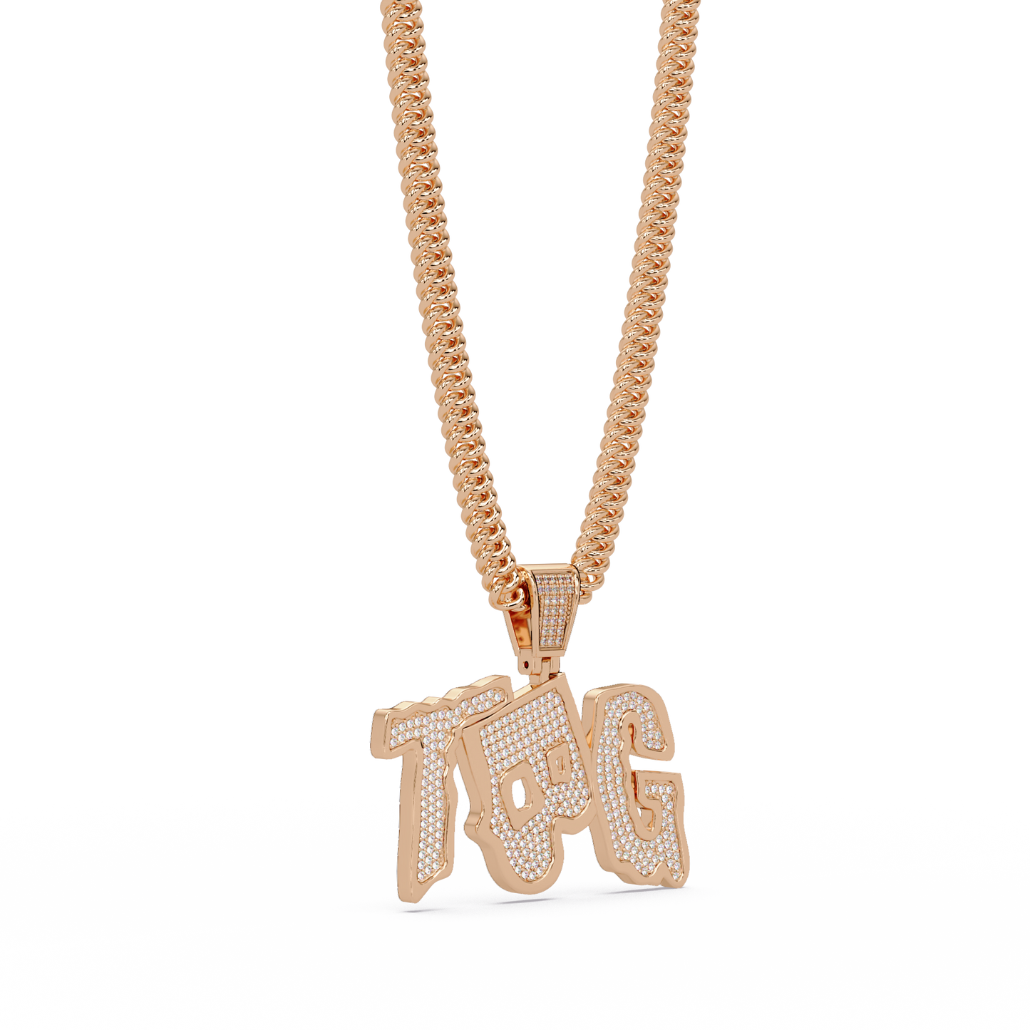 Top TBG Letter Lab Grown Diamond Pendant Necklace - HIGHCARAT DIAMONDS