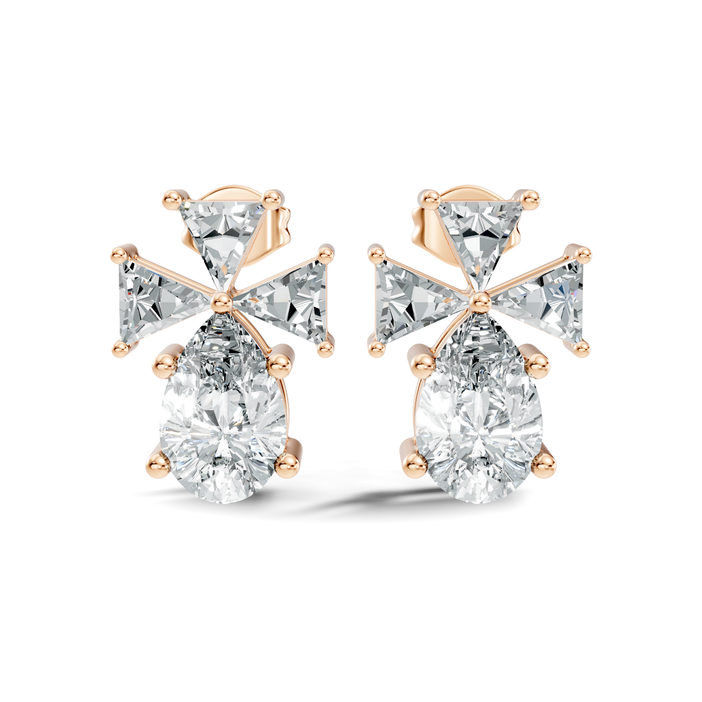 Triangle and Pear Shape Shining Classic Vintage Lab Grown diamond Earrings For Women - HIGHCARAT DIAMONDS