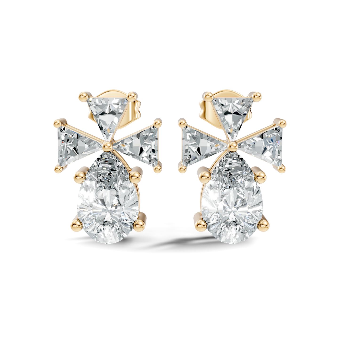 Triangle and Pear Shape Shining Classic Vintage Lab Grown diamond Earrings For Women - HIGHCARAT DIAMONDS