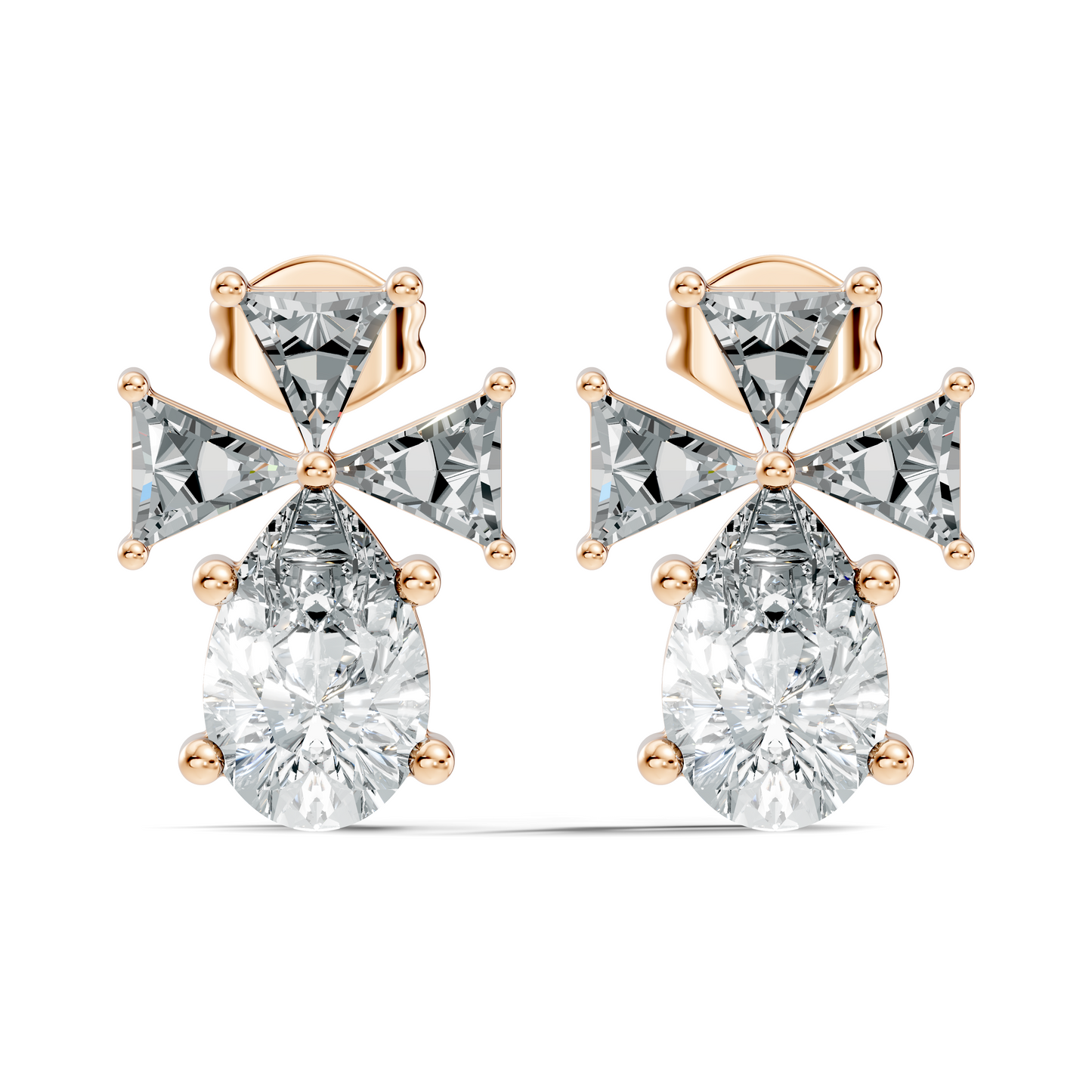 Triangle and Pear Shape Shining Classic Vintage Lab Grown diamond Earrings For Women - HIGHCARAT DIAMONDS
