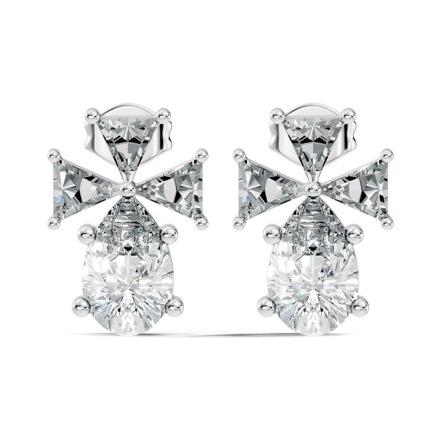 Triangle and Pear Shape Shining Classic Vintage Lab Grown diamond Earrings For Women - HIGHCARAT DIAMONDS