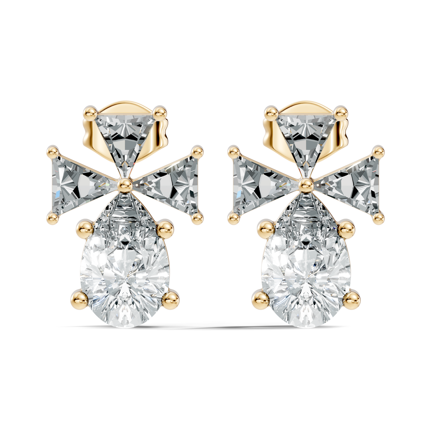 Triangle and Pear Shape Shining Classic Vintage Lab Grown diamond Earrings For Women - HIGHCARAT DIAMONDS