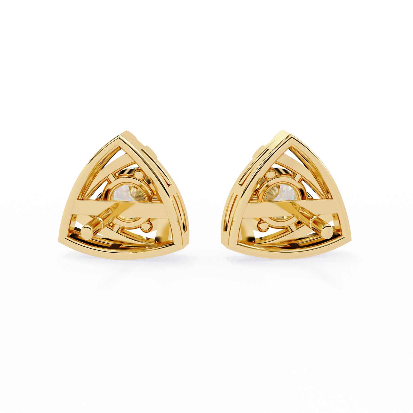 Trilliant Shape Round Cut Top Grade Diamond Unique  Solitaire Simple Vintage Cluster Every Day Stud Earring - HIGHCARAT DIAMONDS