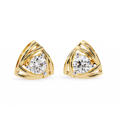 Trilliant Shape Round Cut Top Grade Diamond Unique  Solitaire Simple Vintage Cluster Every Day Stud Earring - HIGHCARAT DIAMONDS