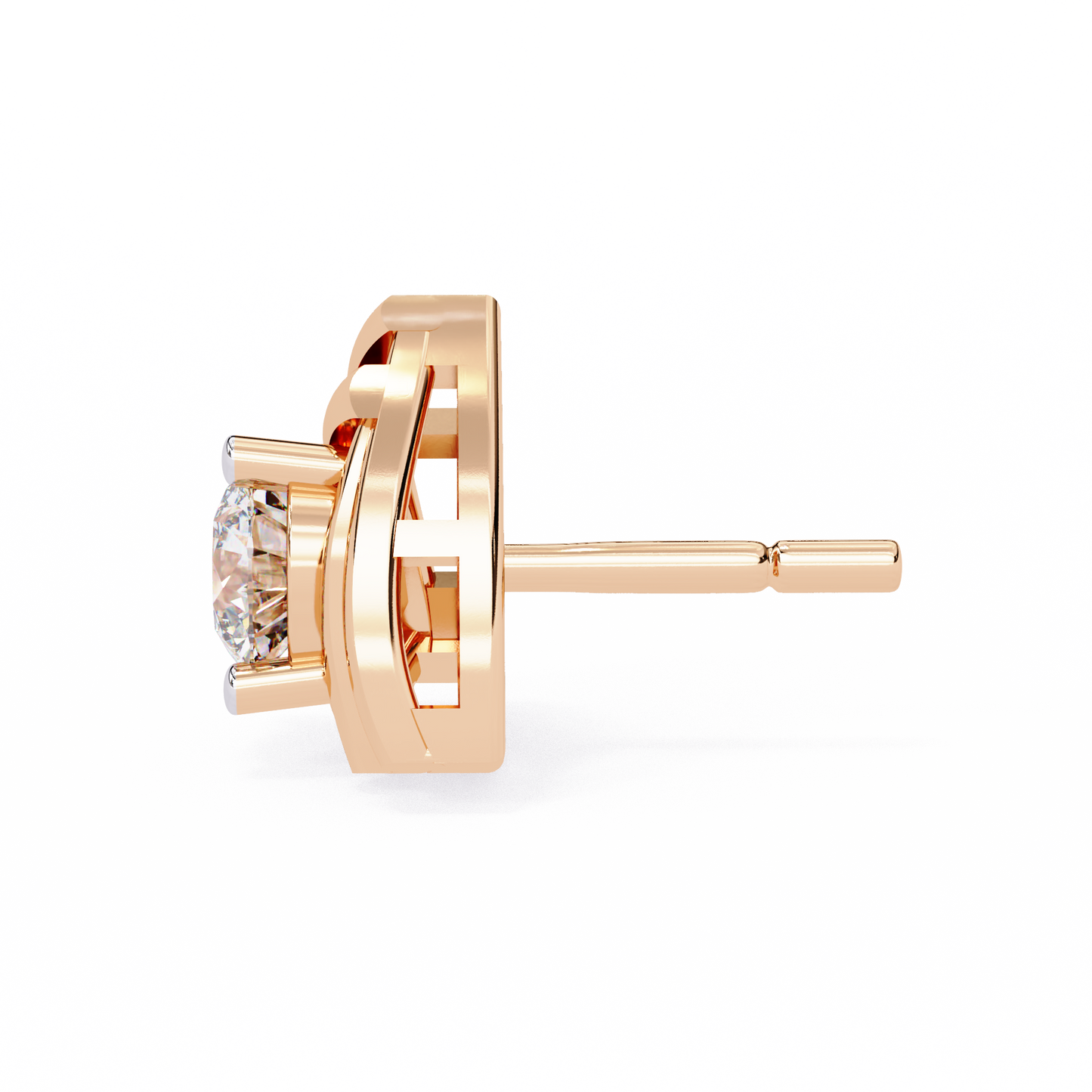 Trilliant Shape Round Cut Top Grade Diamond Unique  Solitaire Simple Vintage Cluster Every Day Stud Earring - HIGHCARAT DIAMONDS