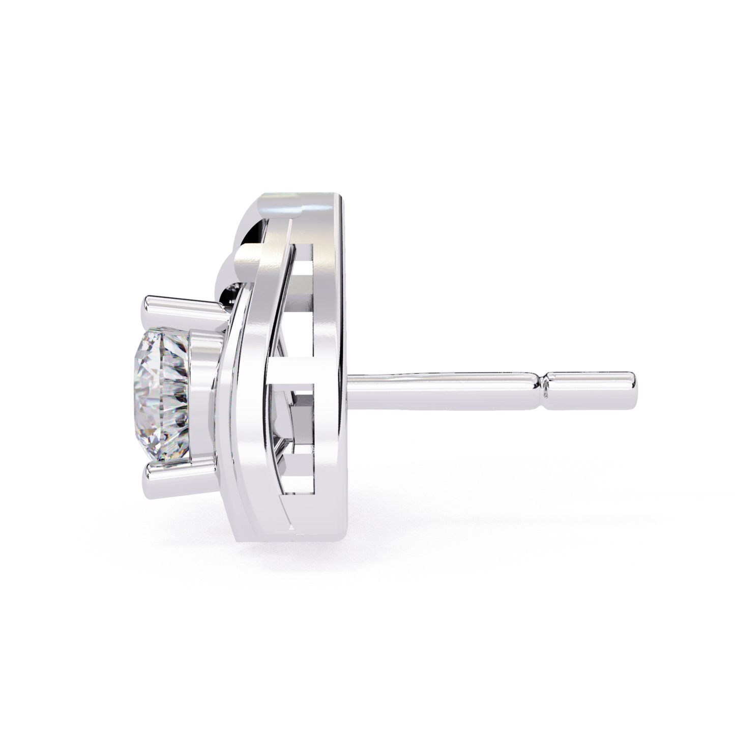 Trilliant Shape Round Cut Diamond Vintage Stud Earrings - HIGHCARAT DIAMONDS