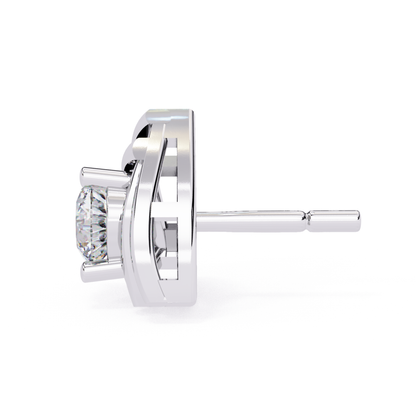 Trilliant Shape Round Cut Diamond Vintage Stud Earrings - HIGHCARAT DIAMONDS