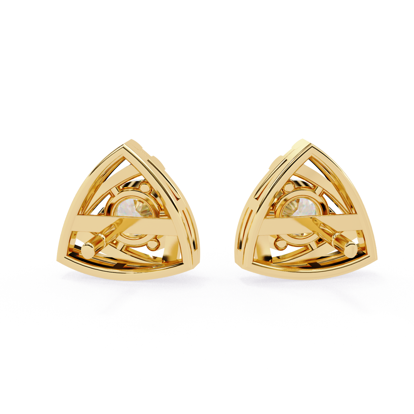 Trilliant Shape Round Cut Diamond Vintage Stud Earrings - HIGHCARAT DIAMONDS