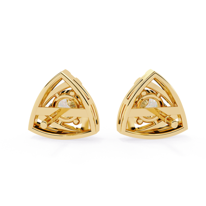 Trilliant Shape Round Cut Diamond Vintage Stud Earrings - HIGHCARAT DIAMONDS