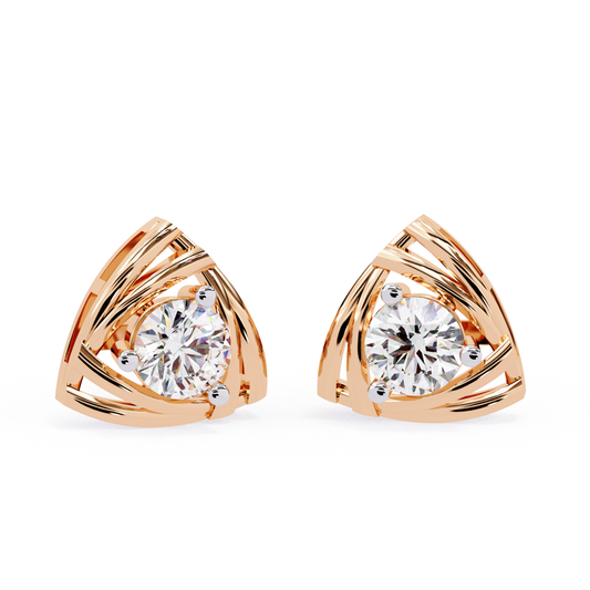 Trilliant Shape Round Cut Diamond Vintage Stud Earrings - HIGHCARAT DIAMONDS