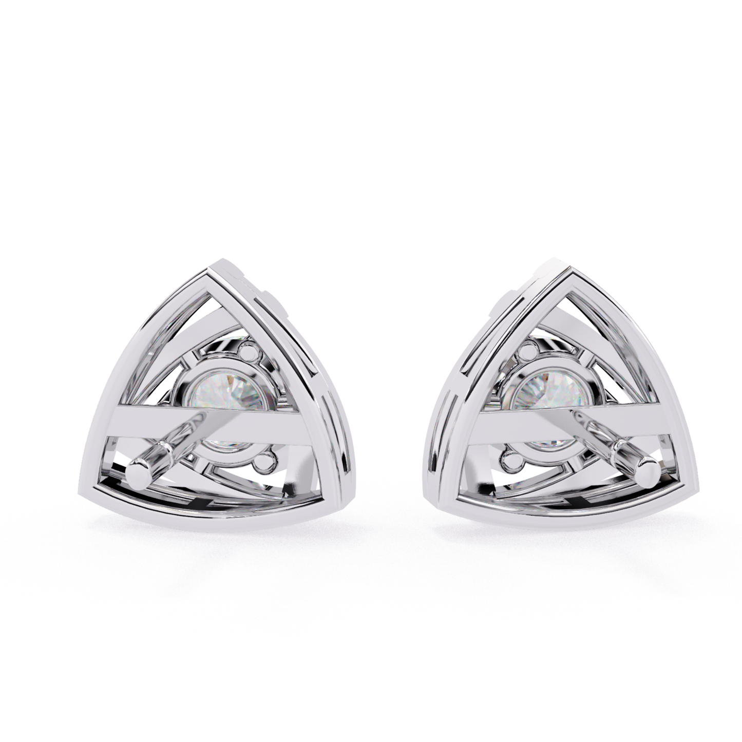 Trilliant Shape Round Cut Diamond Vintage Stud Earrings - HIGHCARAT DIAMONDS
