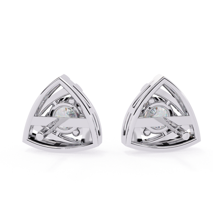Trilliant Shape Round Cut Diamond Vintage Stud Earrings - HIGHCARAT DIAMONDS