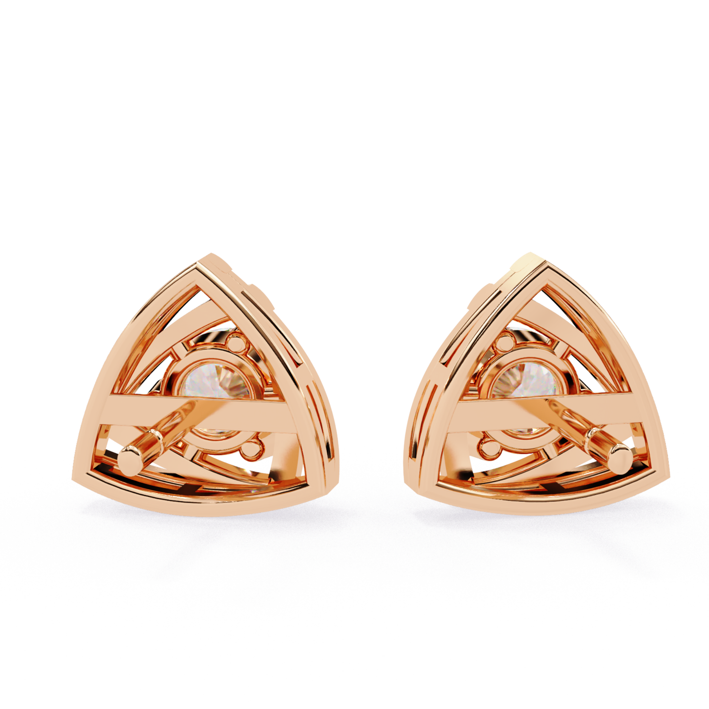 Trilliant Shape Round Cut Diamond Vintage Stud Earrings - HIGHCARAT DIAMONDS