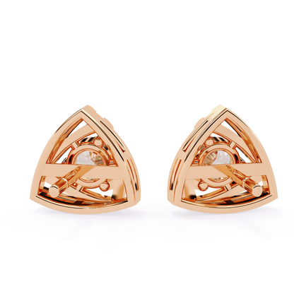 Trilliant Shape Round Cut Diamond Vintage Stud Earrings - HIGHCARAT DIAMONDS