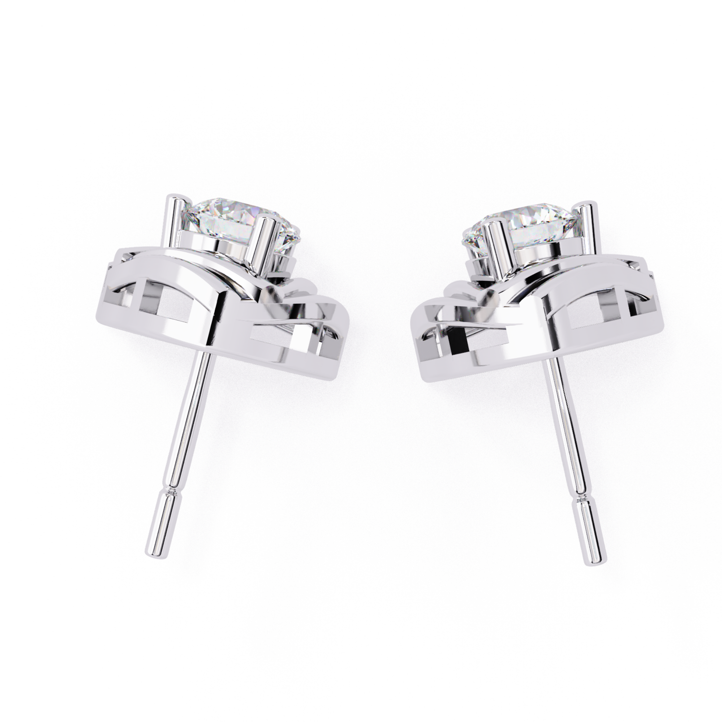 Trilliant Shape Round Cut Diamond Vintage Stud Earrings - HIGHCARAT DIAMONDS