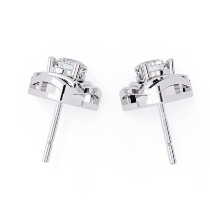 Trilliant Shape Round Cut Diamond Vintage Stud Earrings - HIGHCARAT DIAMONDS