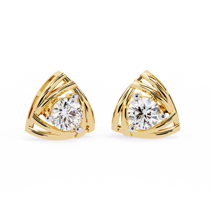 Trilliant Shape Round Cut Top Grade Diamond Unique  Solitaire Simple Vintage Cluster Every Day Stud Earring - HIGHCARAT DIAMONDS