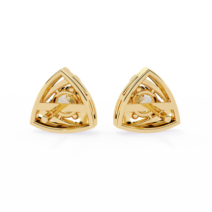 Trilliant Shape Round Cut Top Grade Diamond Unique  Solitaire Simple Vintage Cluster Every Day Stud Earring - HIGHCARAT DIAMONDS