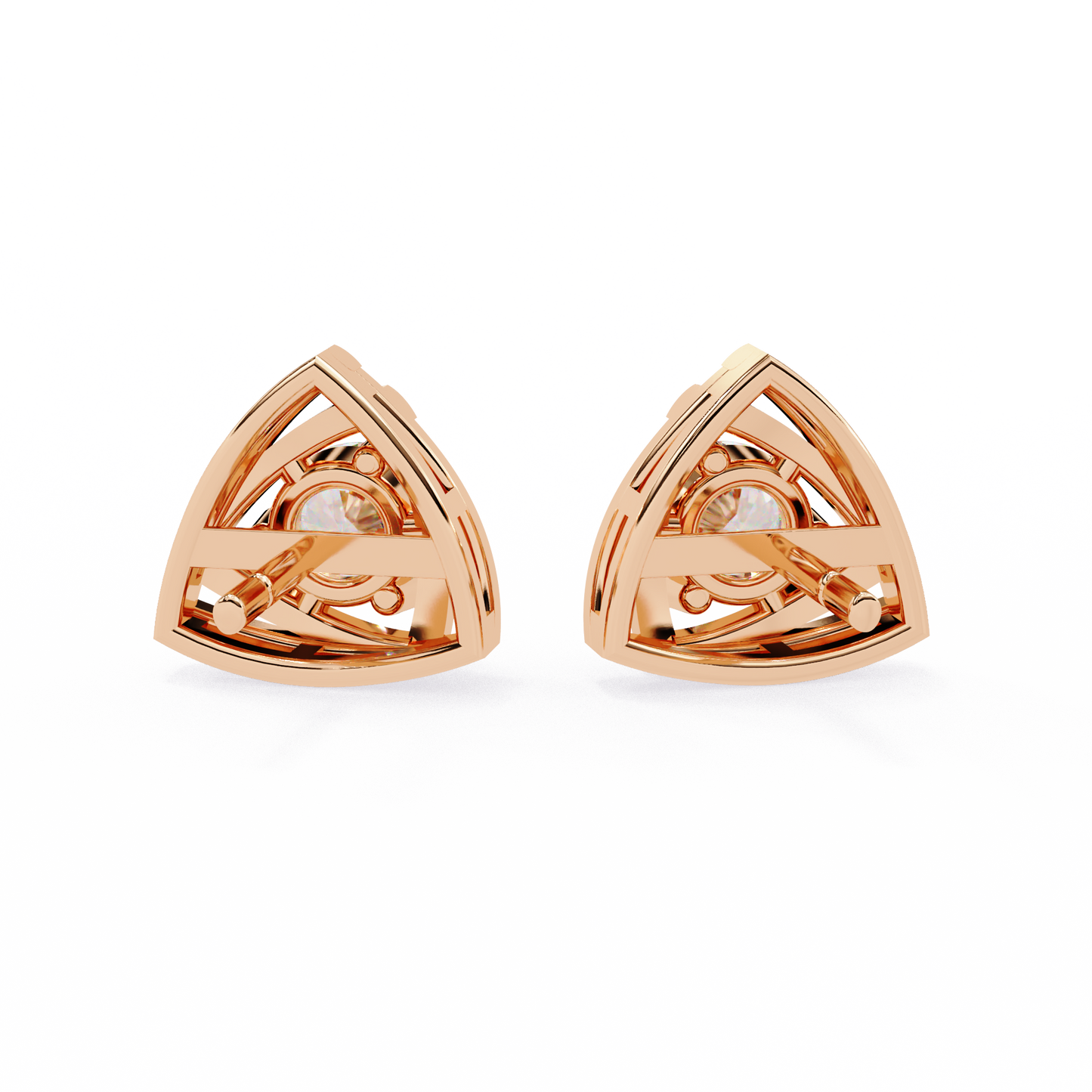 Trilliant Shape Round Cut Top Grade Diamond Unique  Solitaire Simple Vintage Cluster Every Day Stud Earring - HIGHCARAT DIAMONDS
