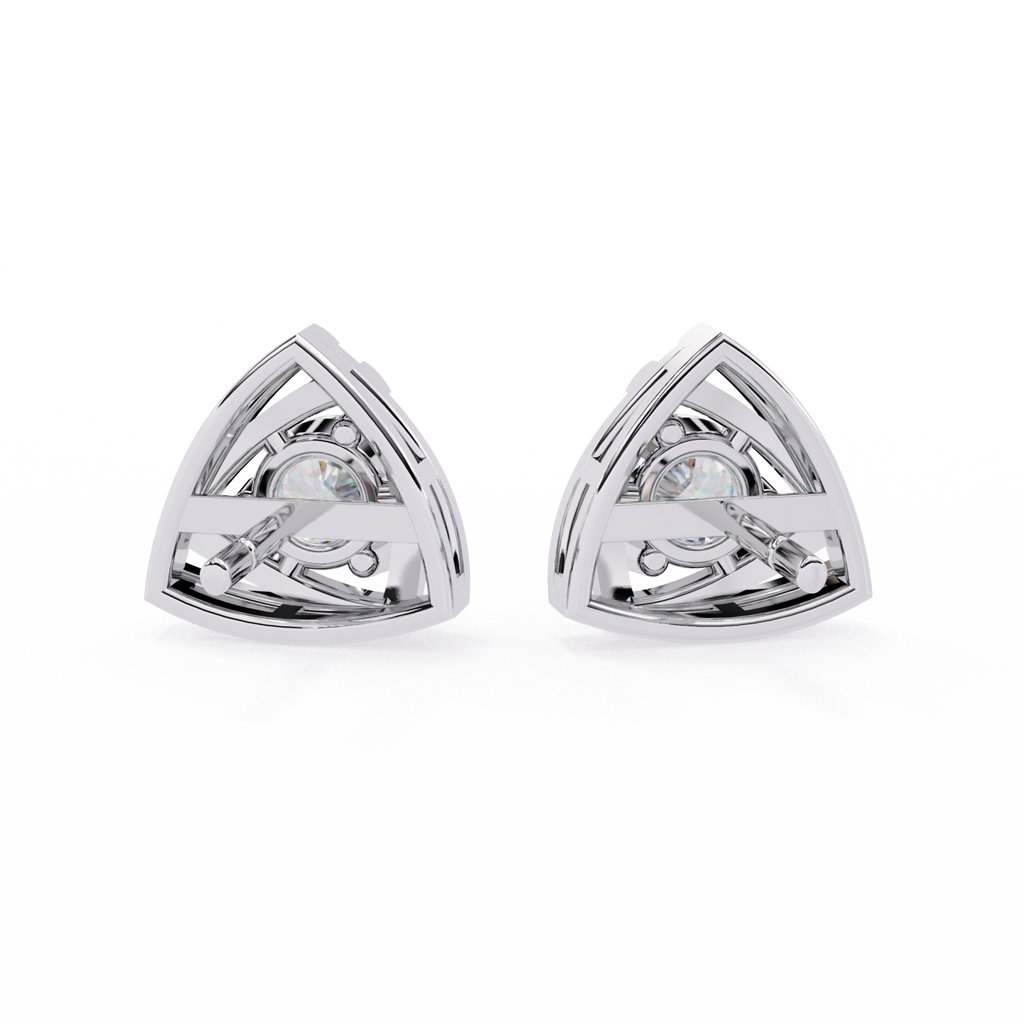 Trilliant Shape Round Cut Top Grade Diamond Unique  Solitaire Simple Vintage Cluster Every Day Stud Earring - HIGHCARAT DIAMONDS