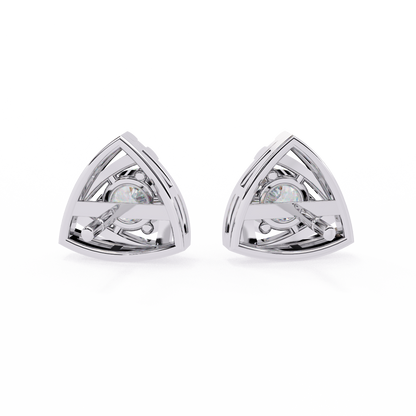 Trilliant Shape Round Cut Top Grade Diamond Unique  Solitaire Simple Vintage Cluster Every Day Stud Earring - HIGHCARAT DIAMONDS