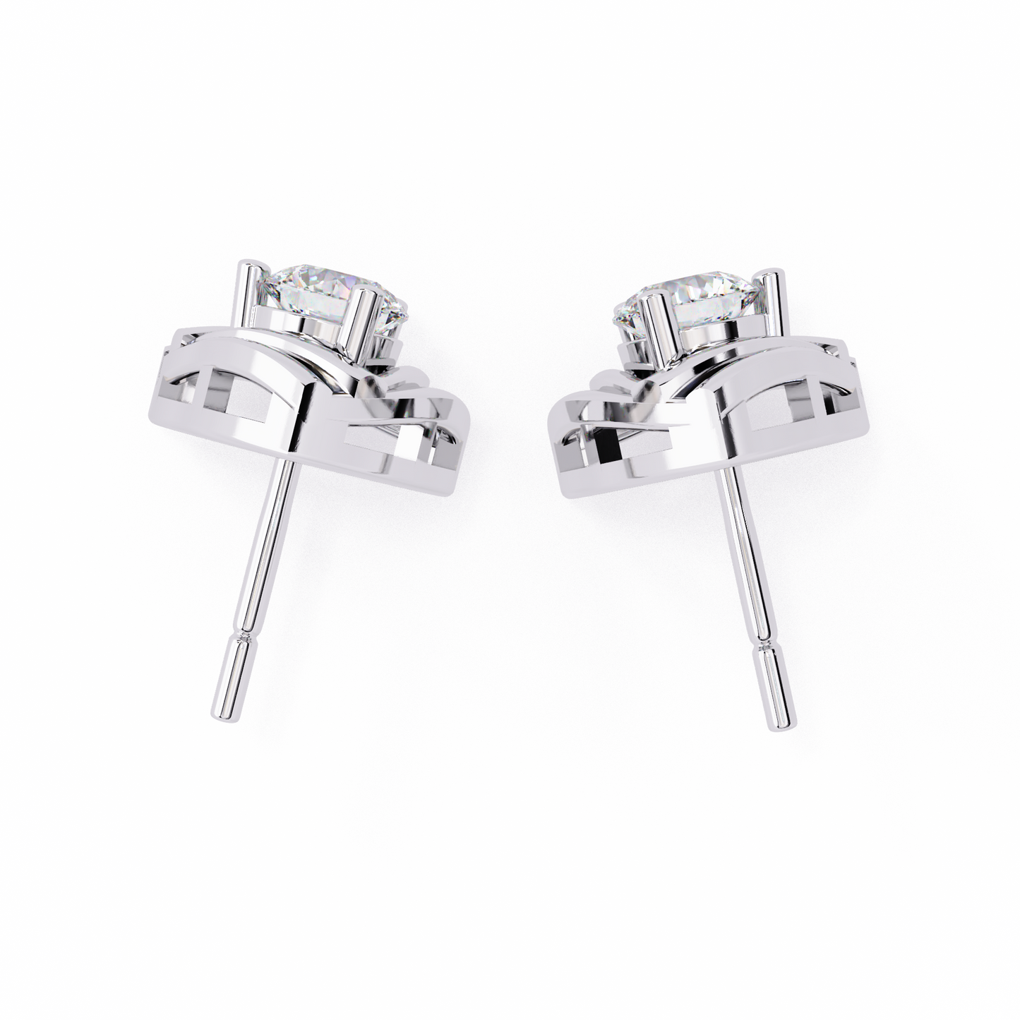 Trilliant Shape Round Cut Top Grade Diamond Unique  Solitaire Simple Vintage Cluster Every Day Stud Earring - HIGHCARAT DIAMONDS