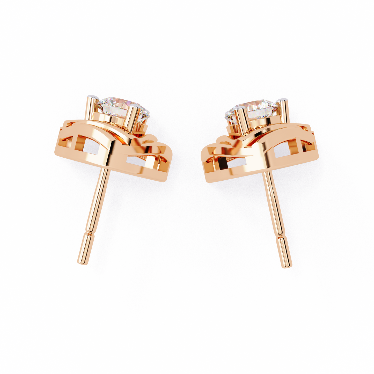 Trilliant Shape Round Cut Top Grade Diamond Unique  Solitaire Simple Vintage Cluster Every Day Stud Earring - HIGHCARAT DIAMONDS