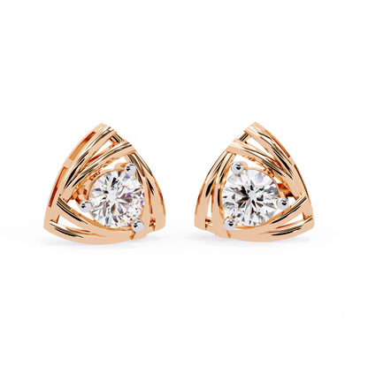 Trilliant Shape Round Cut Top Grade Diamond Unique  Solitaire Simple Vintage Cluster Every Day Stud Earring - HIGHCARAT DIAMONDS