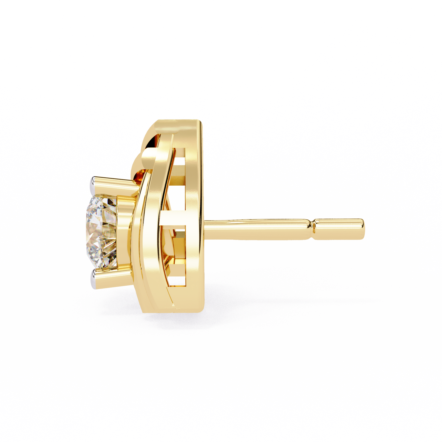 Trilliant Shape Round Cut Top Grade Diamond Unique  Solitaire Simple Vintage Cluster Every Day Stud Earring - HIGHCARAT DIAMONDS