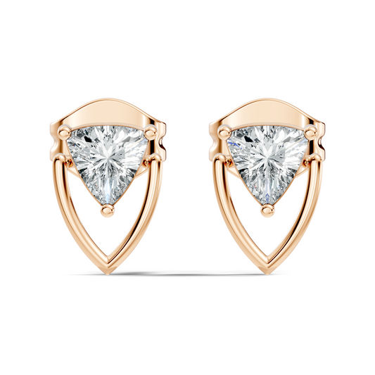 Trillion Cut Lab Grown Diamond 14k Solid White Gold Classic Affordable Diamond Earrings For Her - HIGHCARAT DIAMONDS