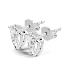 Trillion Cut Lab Grown Diamond 14k Solid White Gold Classic Affordable Diamond Earrings For Her - HIGHCARAT DIAMONDS