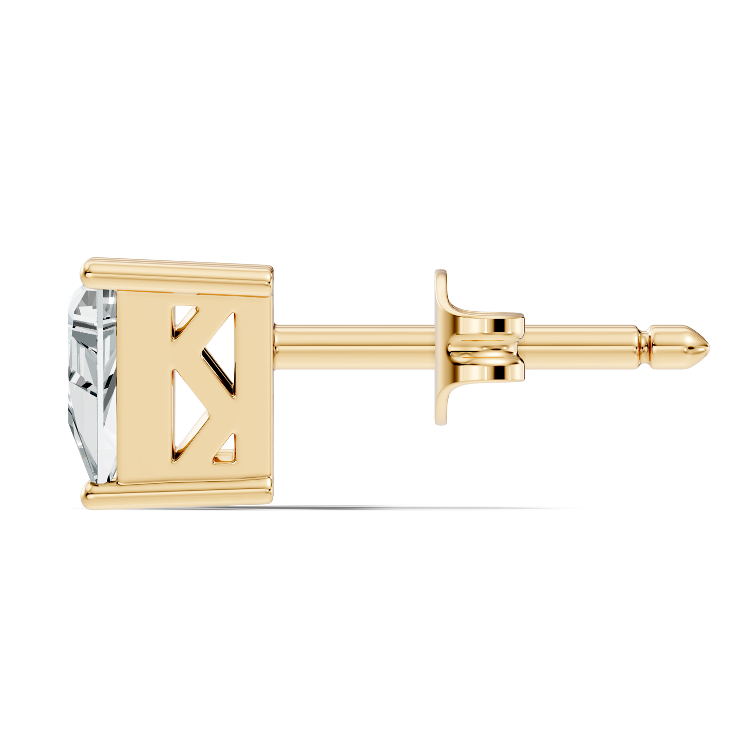 Tringle Shape Lab Grown Diamond Solitaire Rose Gold Stud Earring - HIGHCARAT DIAMONDS