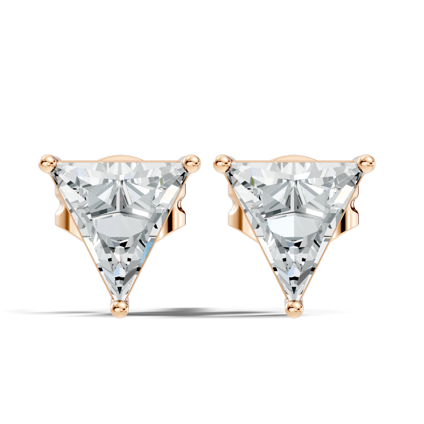 Tringle Shape Lab Grown Diamond Solitaire Rose Gold Stud Earring - HIGHCARAT DIAMONDS