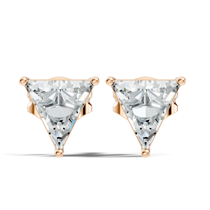 Tringle Shape Lab Grown Diamond Solitaire Rose Gold Stud Earring - HIGHCARAT DIAMONDS