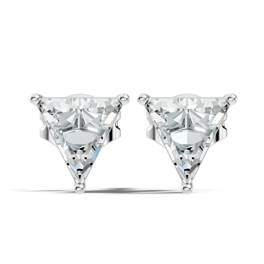 Tringle Shape Lab Grown Diamond Solitaire Rose Gold Stud Earring - HIGHCARAT DIAMONDS
