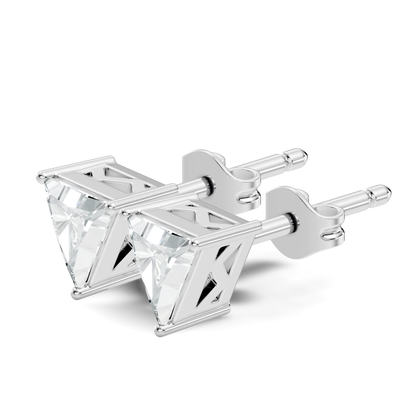 Tringle Shape Lab Grown Diamond Solitaire Rose Gold Stud Earring - HIGHCARAT DIAMONDS