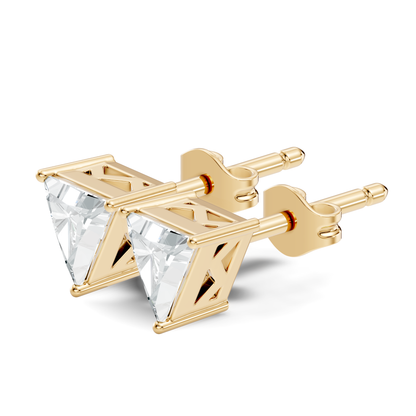 Tringle Shape Lab Grown Diamond Solitaire Rose Gold Stud Earring - HIGHCARAT DIAMONDS