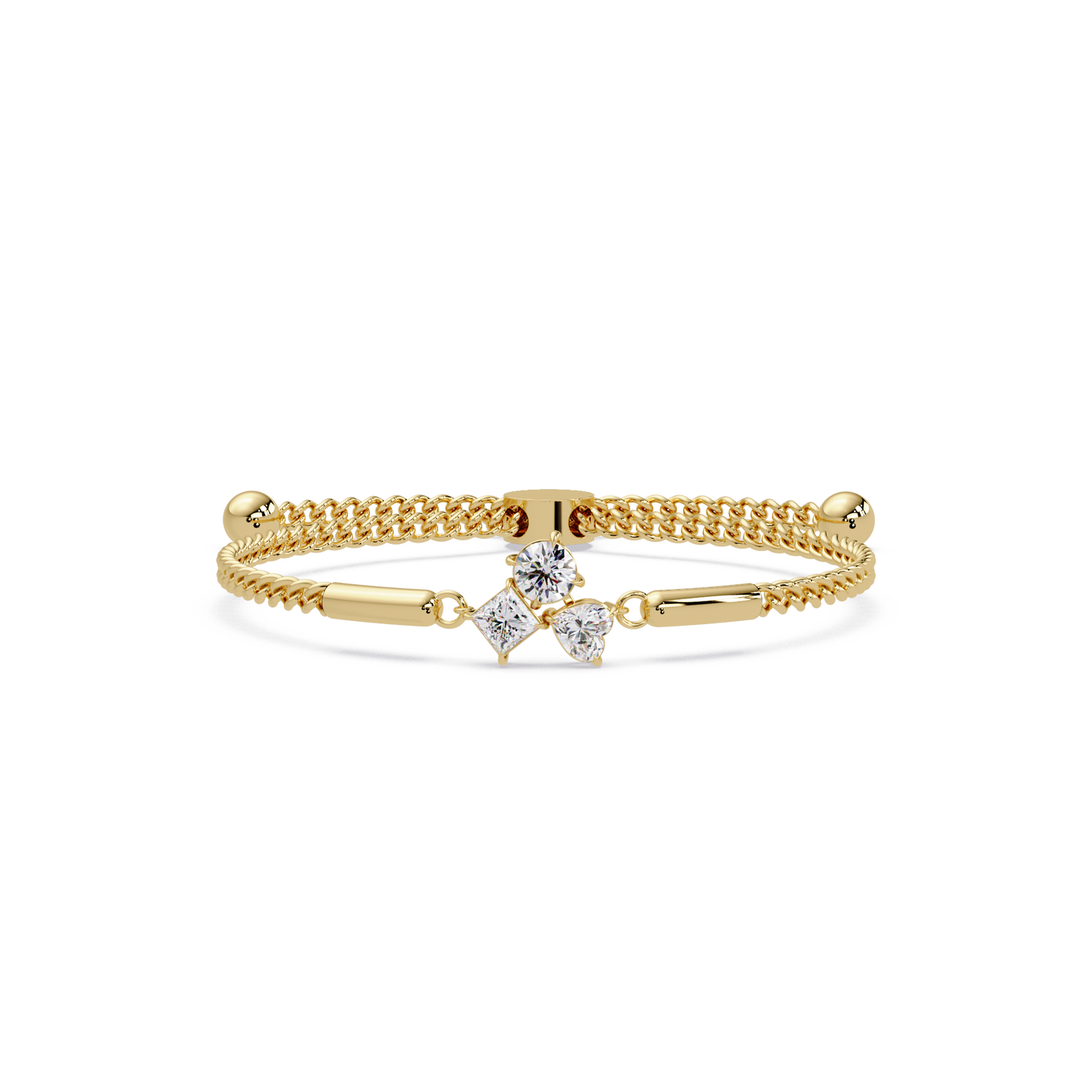 Trio Lab Grown Diamond Shape Adjustable Bracelet - HIGHCARAT DIAMONDS