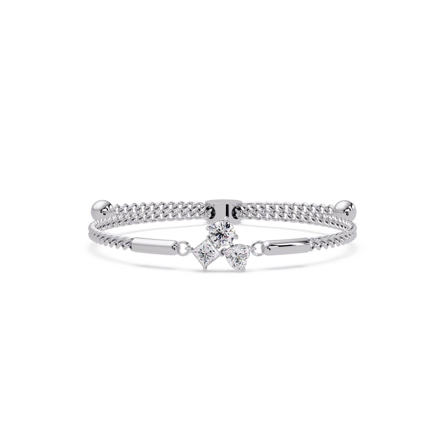 Trio Lab Grown Diamond Shape Adjustable Bracelet - HIGHCARAT DIAMONDS