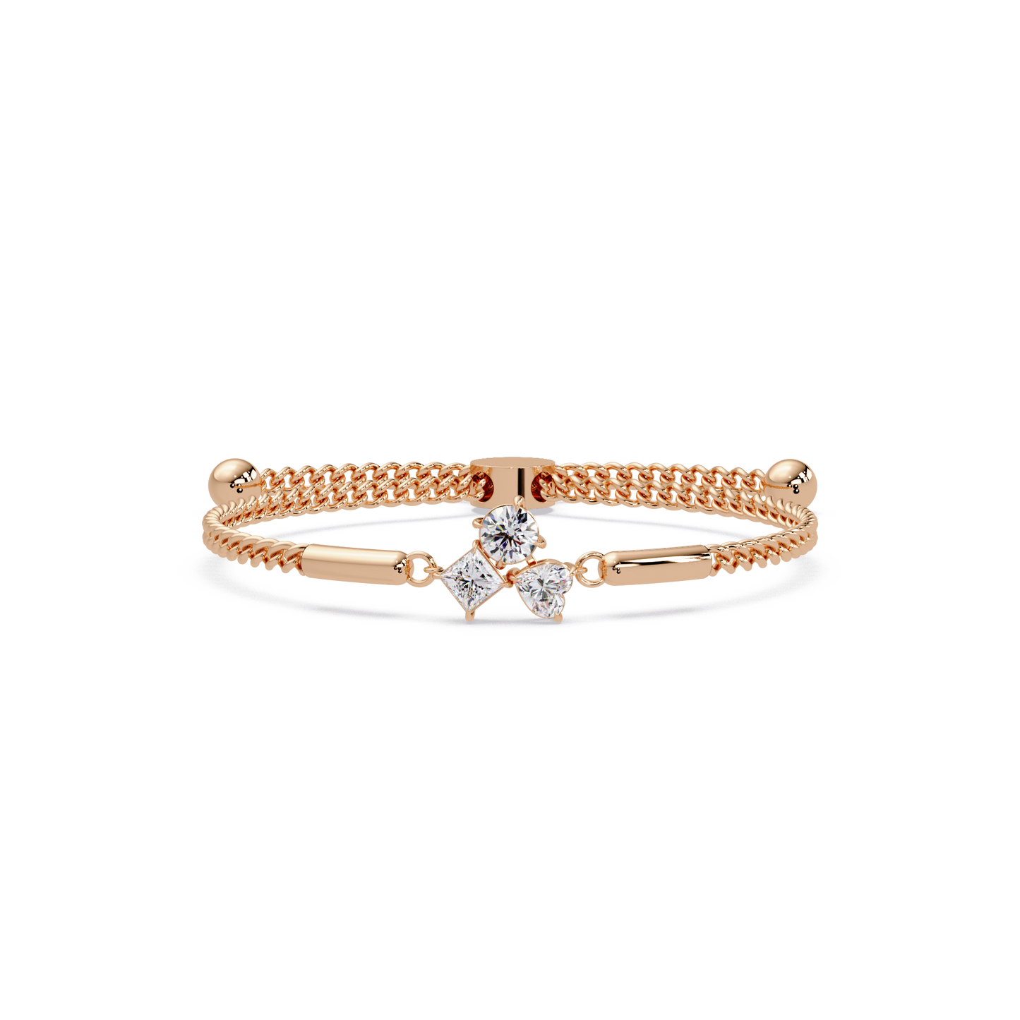 Trio Lab Grown Diamond Shape Adjustable Bracelet - HIGHCARAT DIAMONDS