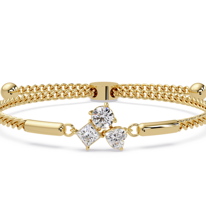 Trio Lab Grown Diamond Shape Adjustable Bracelet - HIGHCARAT DIAMONDS