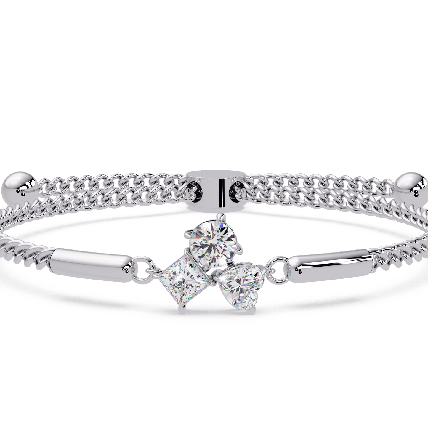Trio Lab Grown Diamond Shape Adjustable Bracelet - HIGHCARAT DIAMONDS