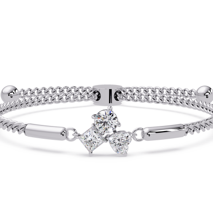 Trio Lab Grown Diamond Shape Adjustable Bracelet - HIGHCARAT DIAMONDS