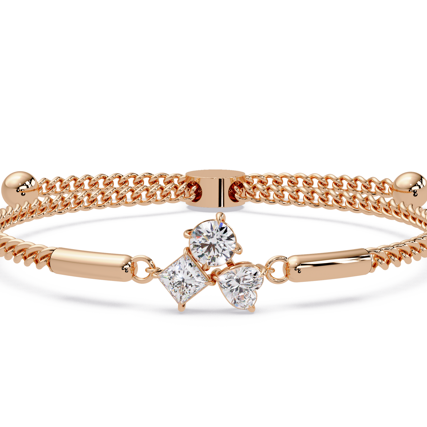 Trio Lab Grown Diamond Shape Adjustable Bracelet - HIGHCARAT DIAMONDS