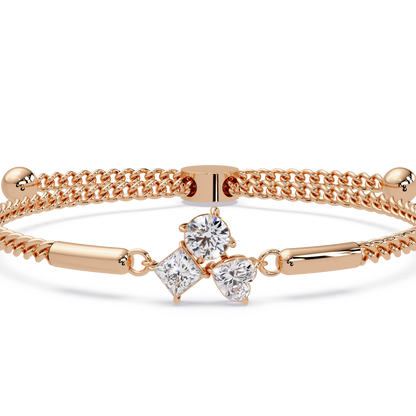 Trio Lab Grown Diamond Shape Adjustable Bracelet - HIGHCARAT DIAMONDS