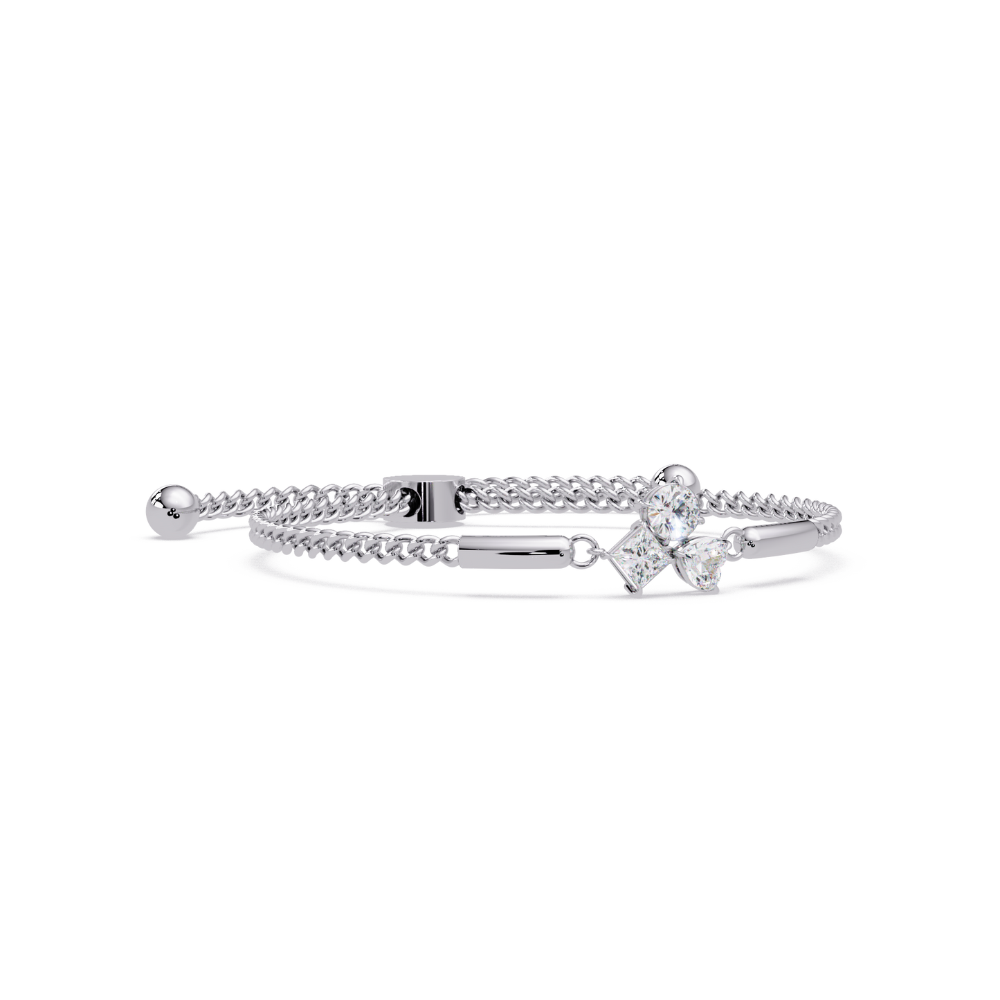 Trio Lab Grown Diamond Shape Adjustable Bracelet - HIGHCARAT DIAMONDS