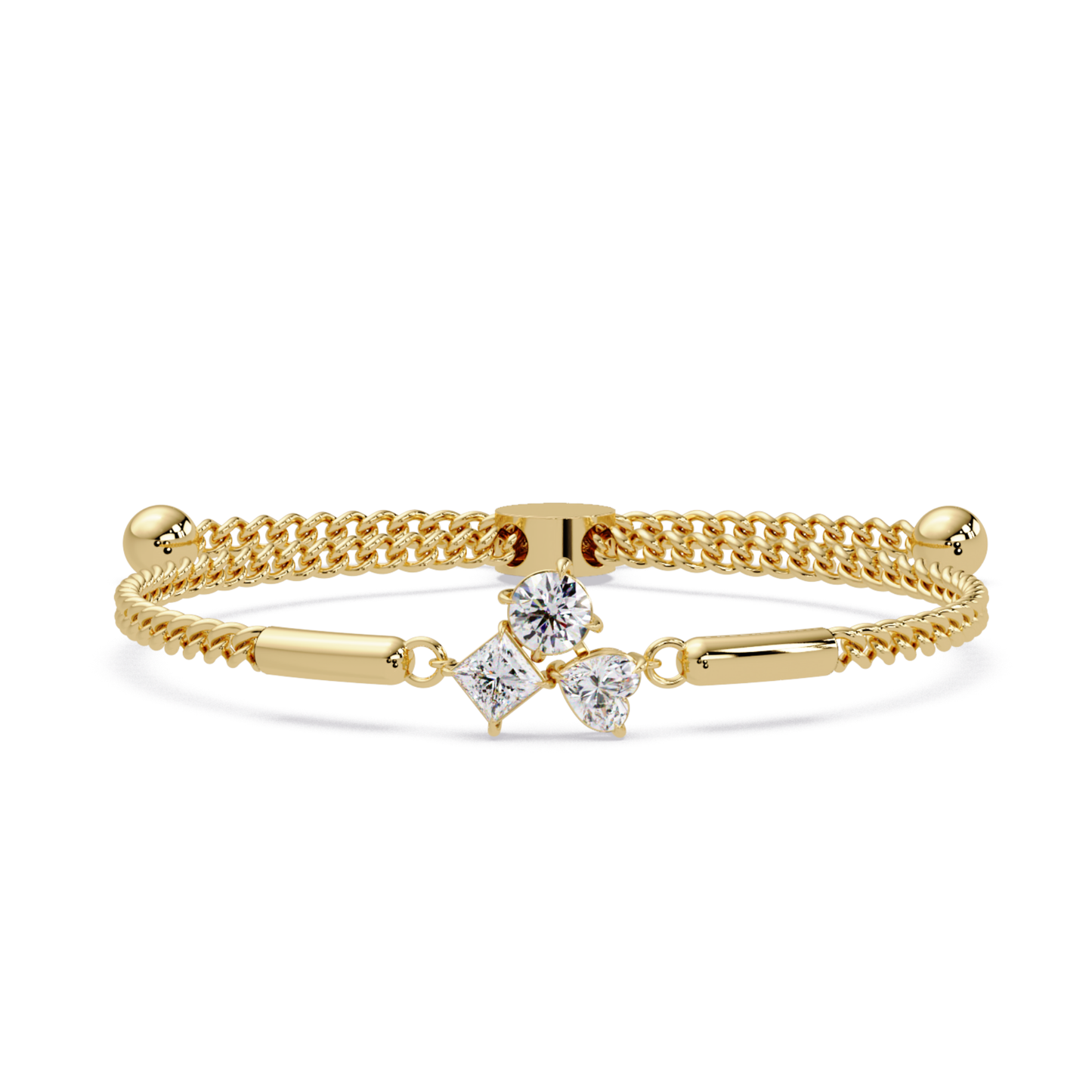 Trio Lab Grown Diamond Shape Adjustable Bracelet - HIGHCARAT DIAMONDS