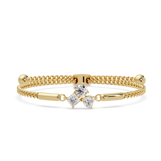 Trio Lab Grown Diamond Shape Adjustable Bracelet - HIGHCARAT DIAMONDS