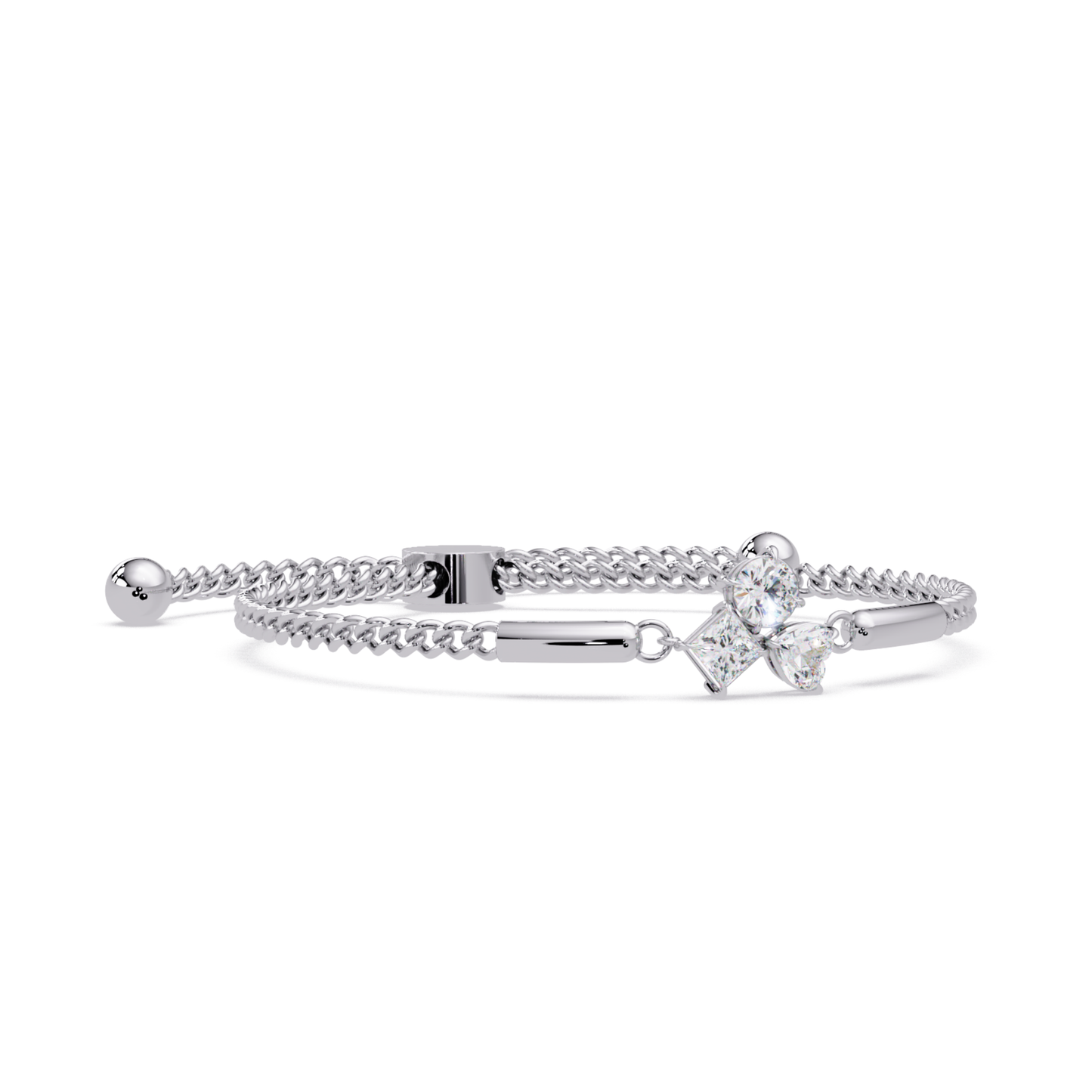 Trio Lab Grown Diamond Shape Adjustable Bracelet - HIGHCARAT DIAMONDS