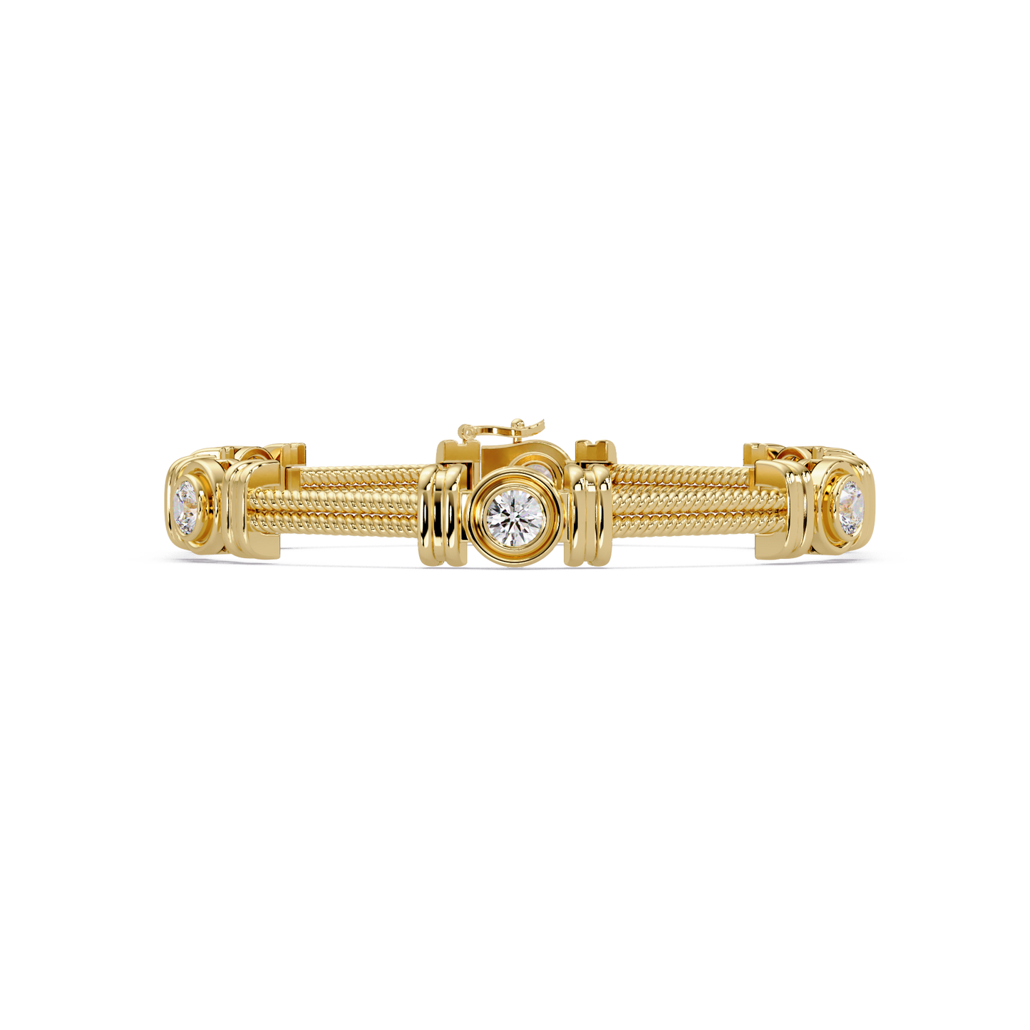 Triple Rope Lab Grown Round Diamond Gold Bracelet - HIGHCARAT DIAMONDS